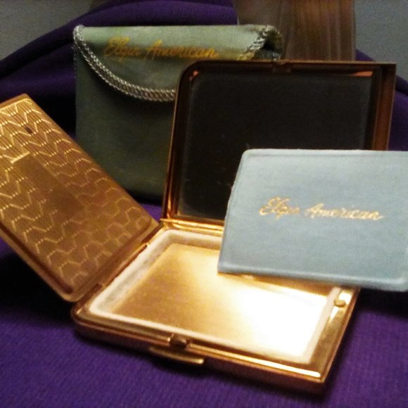 ELGIN AMERICAN COMPACT VINTAGE GOLDEN BRASS 1950s - Picture 3 of 9